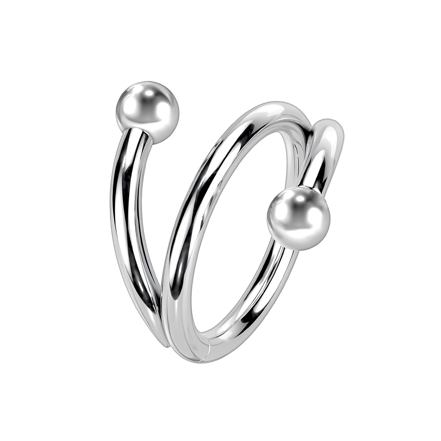 Titanium Clicker Ring in Spiral Shape and Balls