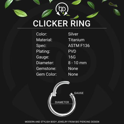 Titanium Clicker Ring in Spiral Shape and Balls