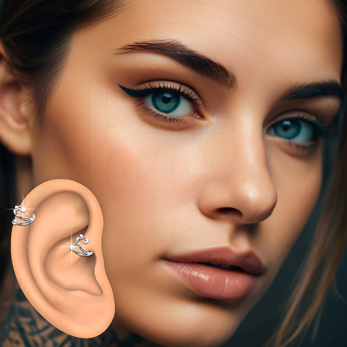 Titanium Clicker Ring in Spiral Shape and Balls