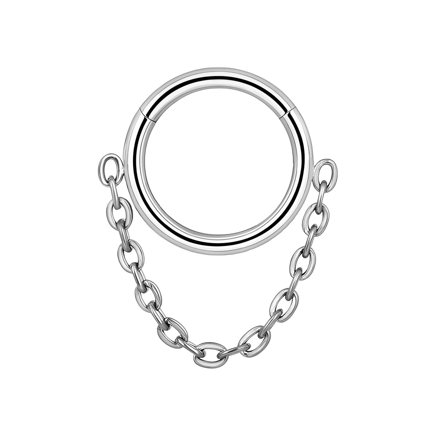 Titanium Clicker Ring in Simple Style with Chain
