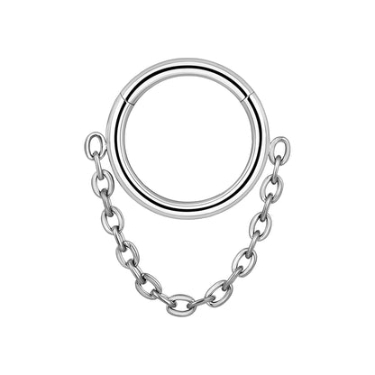 Titanium Clicker Ring in Simple Style with Chain