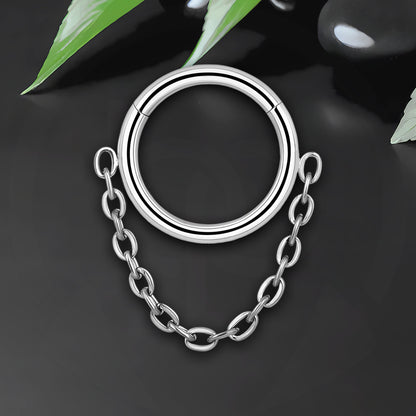Titanium Clicker Ring in Simple Style with Chain