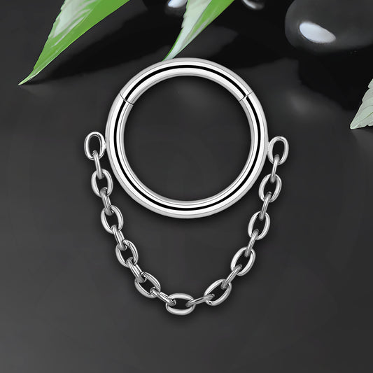 Titanium Clicker Ring in Simple Style with Chain