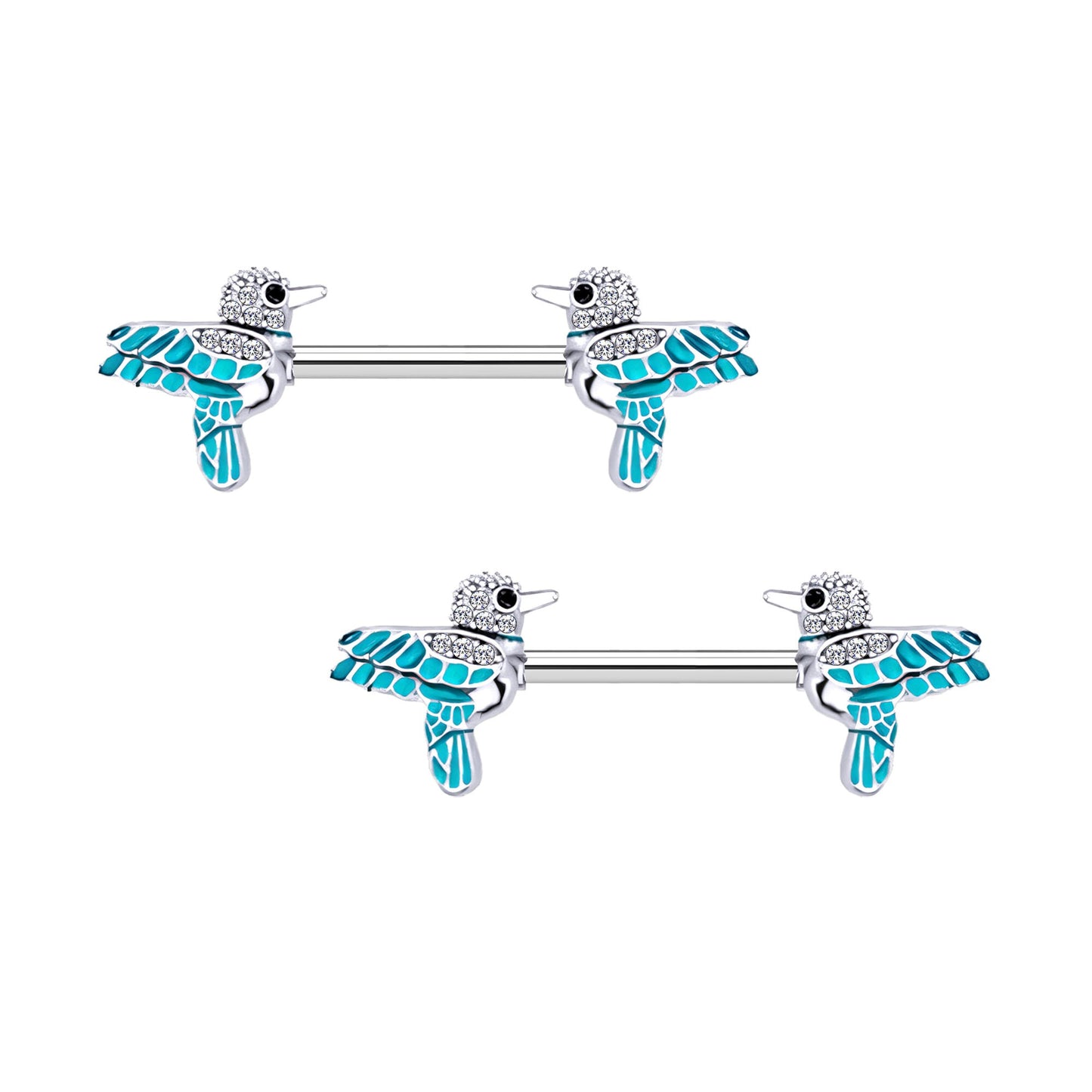 Surgical Steel Nipple Jewelry with Hummingbird and CZ