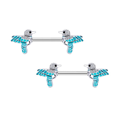Surgical Steel Nipple Jewelry with Hummingbird and CZ
