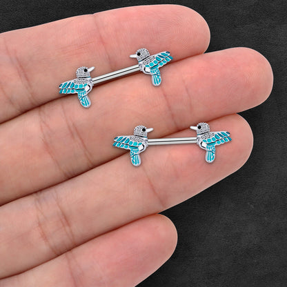 Surgical Steel Nipple Jewelry with Hummingbird and CZ