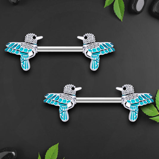 Surgical Steel Nipple Jewelry with Hummingbird and CZ