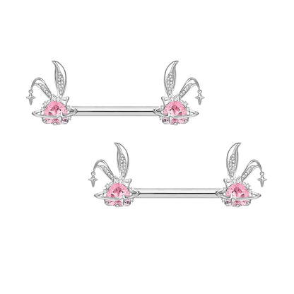 Surgical Steel Nipple Jewelry with Pink Bunnies