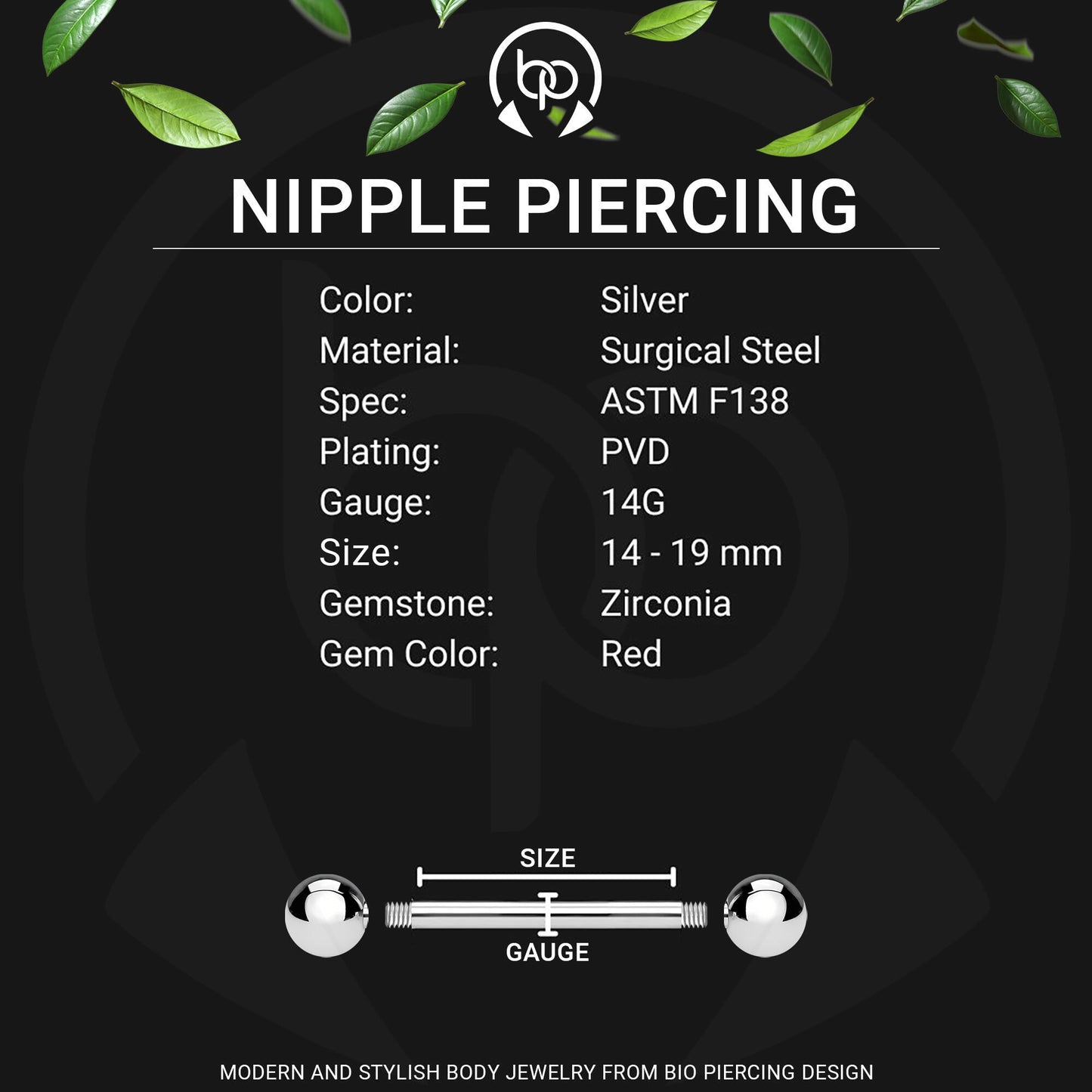 Surgical Steel Nipple Jewelry with Red Crystal Devil Horns