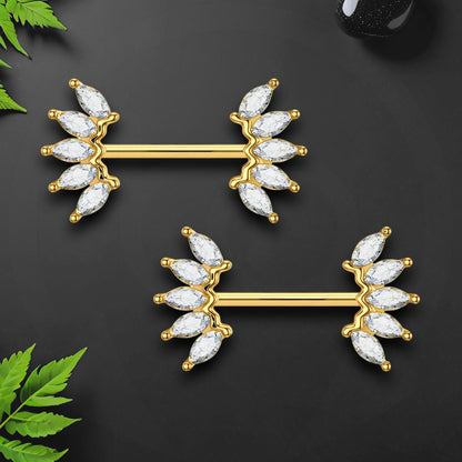 Surgical Steel Nipple Jewelry with Marquise Crystal Ornament