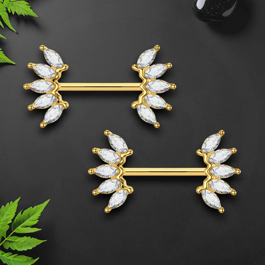 Surgical Steel Nipple Jewelry with Marquise Crystal Ornament