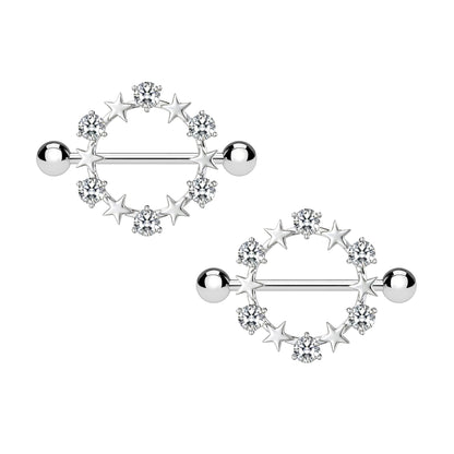 Surgical Steel Nipple Jewelry with Stars and Crystals