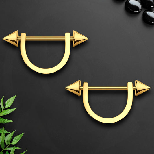 Surgical Steel Nipple Jewelry with Pikes and Horseshoe