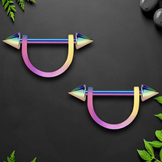 Surgical Steel Nipple Jewelry with Pikes and Horseshoe