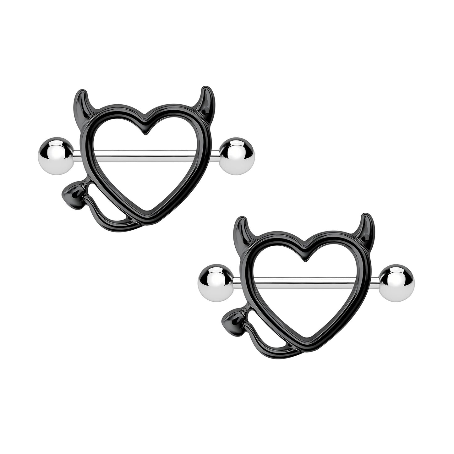 Surgical Steel Nipple Jewelry in Evil Heart Style