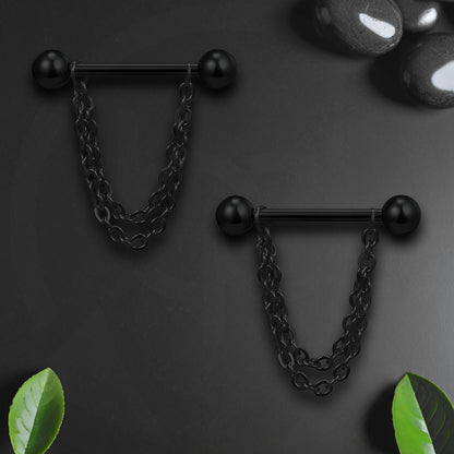 Surgical Steel Nipple Jewelry with Balls and Chains