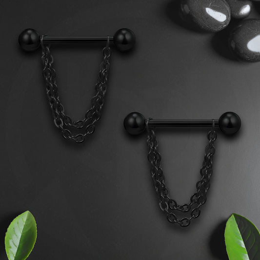 Surgical Steel Nipple Jewelry with Balls and Chains