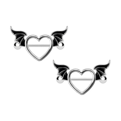 Surgical Steel Nipple Jewelry in Flying Heart Style