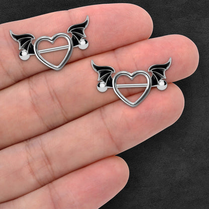 Surgical Steel Nipple Jewelry in Flying Heart Style