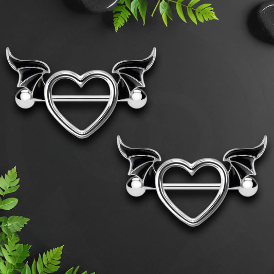 Surgical Steel Nipple Jewelry in Flying Heart Style