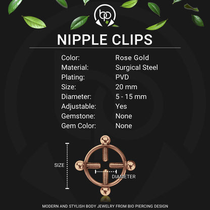 Surgical Steel Nipple Clips in Round Shape with Screws
