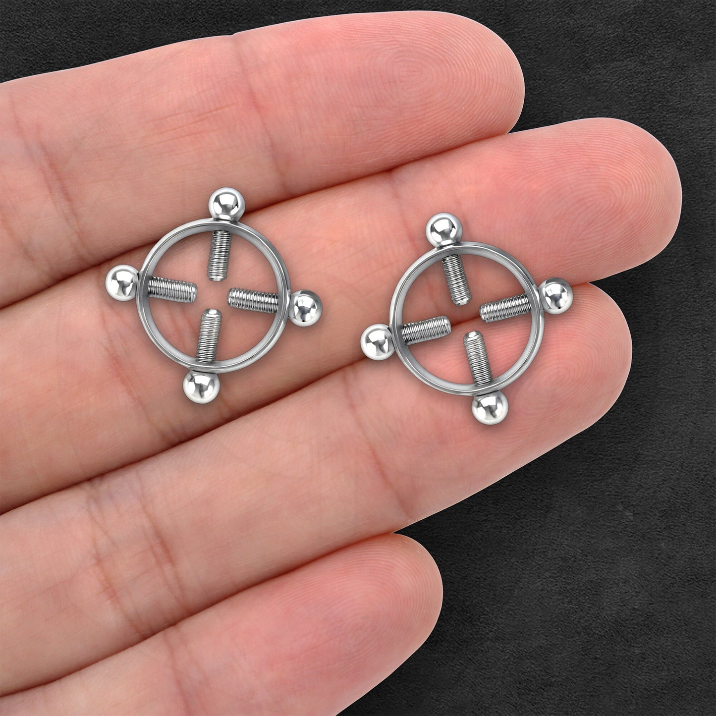 Surgical Steel Nipple Clips in Round Shape with Screws