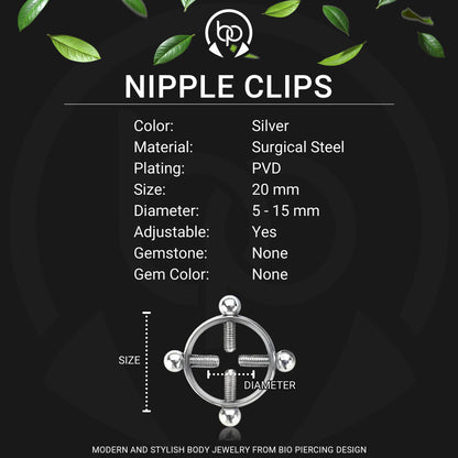 Surgical Steel Nipple Clips in Round Shape with Screws