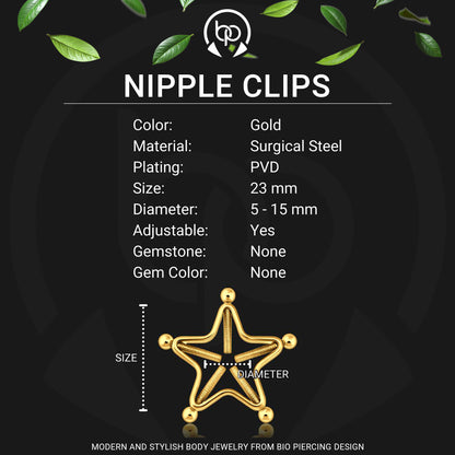 Surgical Steel Nipple Clips in Star Shape with Screws