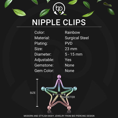 Surgical Steel Nipple Clips in Star Shape with Screws
