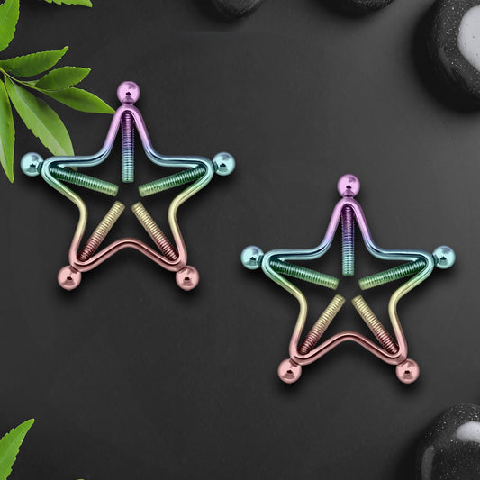Surgical Steel Nipple Clips in Star Shape with Screws