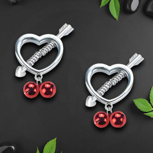 Surgical Steel Nipple Clips in Heart Shape with Bells