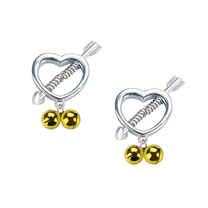 Surgical Steel Nipple Clips in Heart Shape with Bells