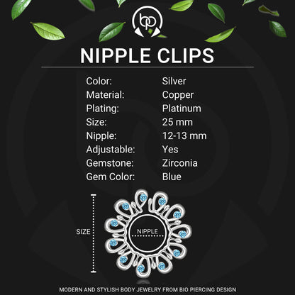 Silver Plated Nipple Clips in Modern Style with Zirconia