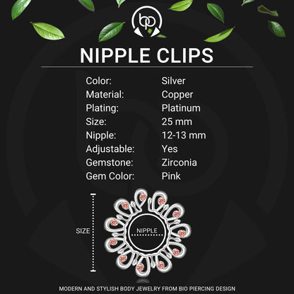 Silver Plated Nipple Clips in Modern Style with Zirconia