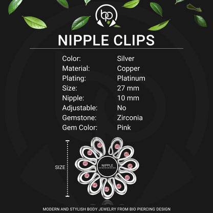 Silver Plated Nipple Clips in Modern Style with Zirconia