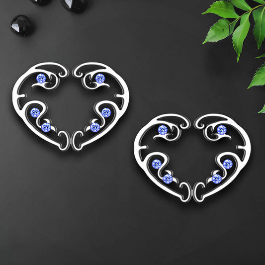 Silver Plated Nipple Clips in Heart Shape with Zirconia