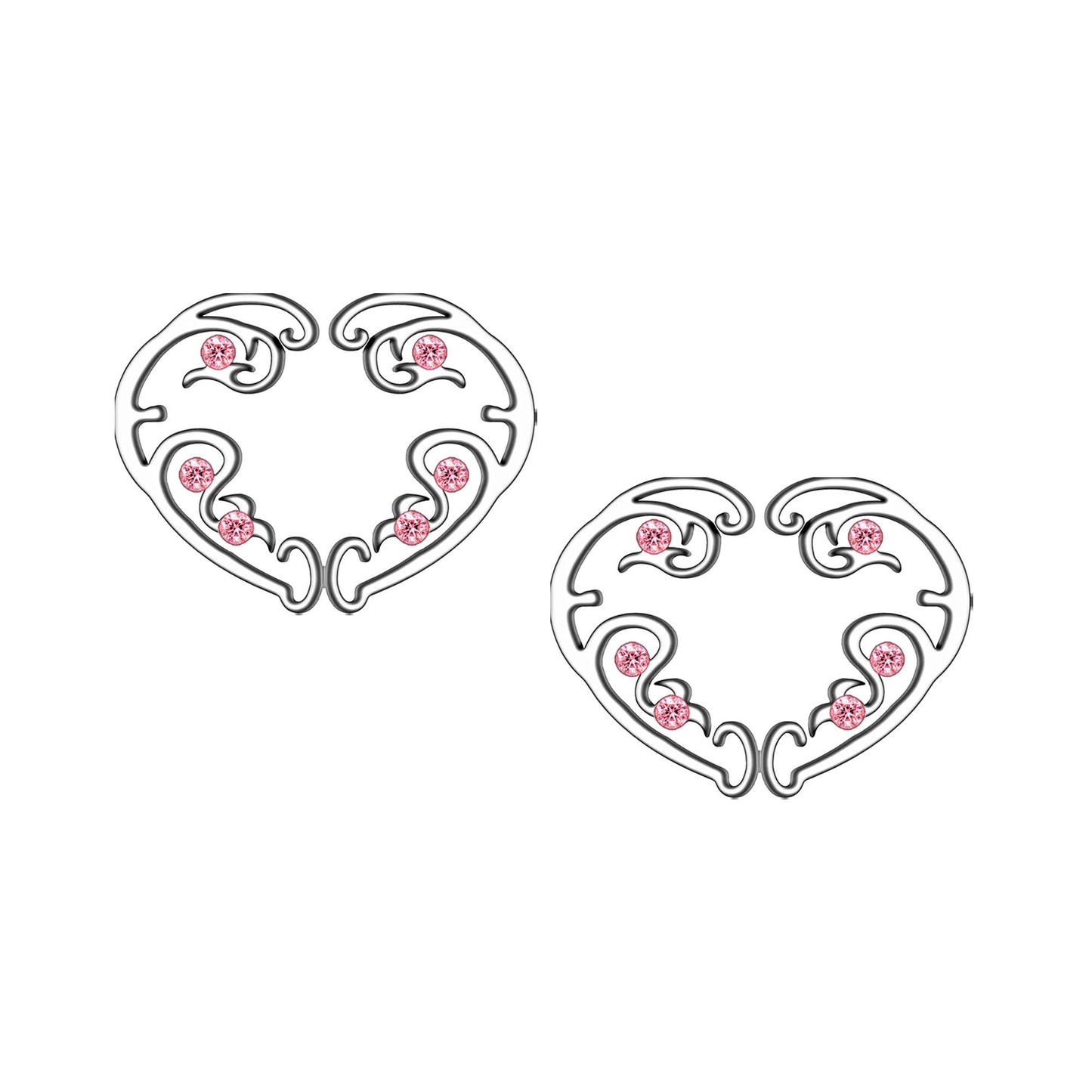 Silver Plated Nipple Clips in Heart Shape with Zirconia