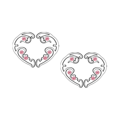 Silver Plated Nipple Clips in Heart Shape with Zirconia
