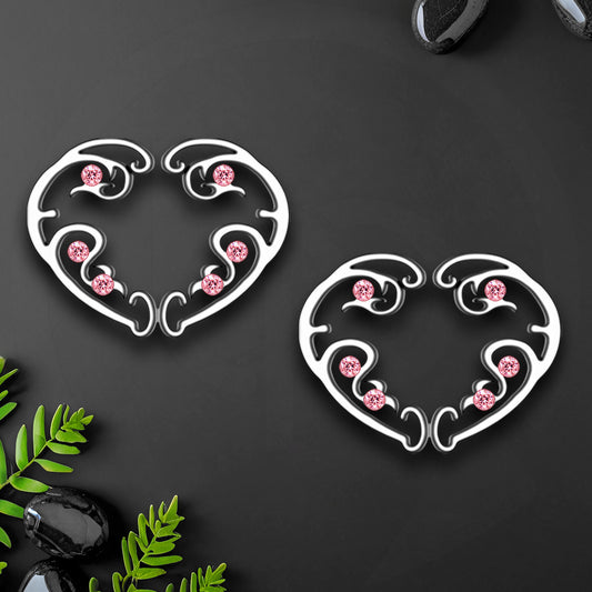 Silver Plated Nipple Clips in Heart Shape with Zirconia