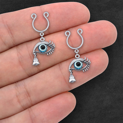 Silver Plated Nipple Clips with Eye and Tear