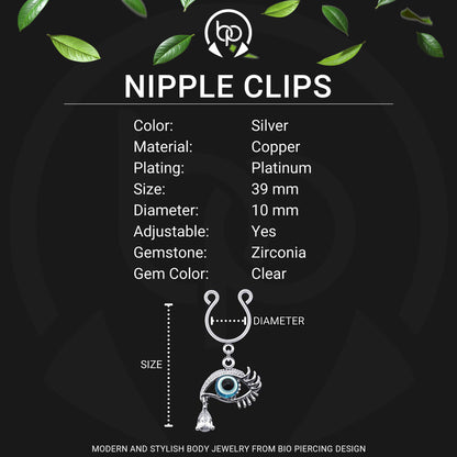 Silver Plated Nipple Clips with Eye and Tear