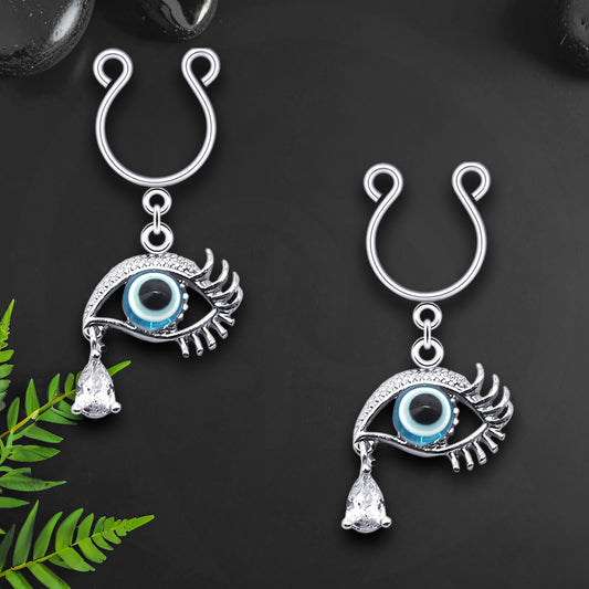 Silver Plated Nipple Clips with Eye and Tear