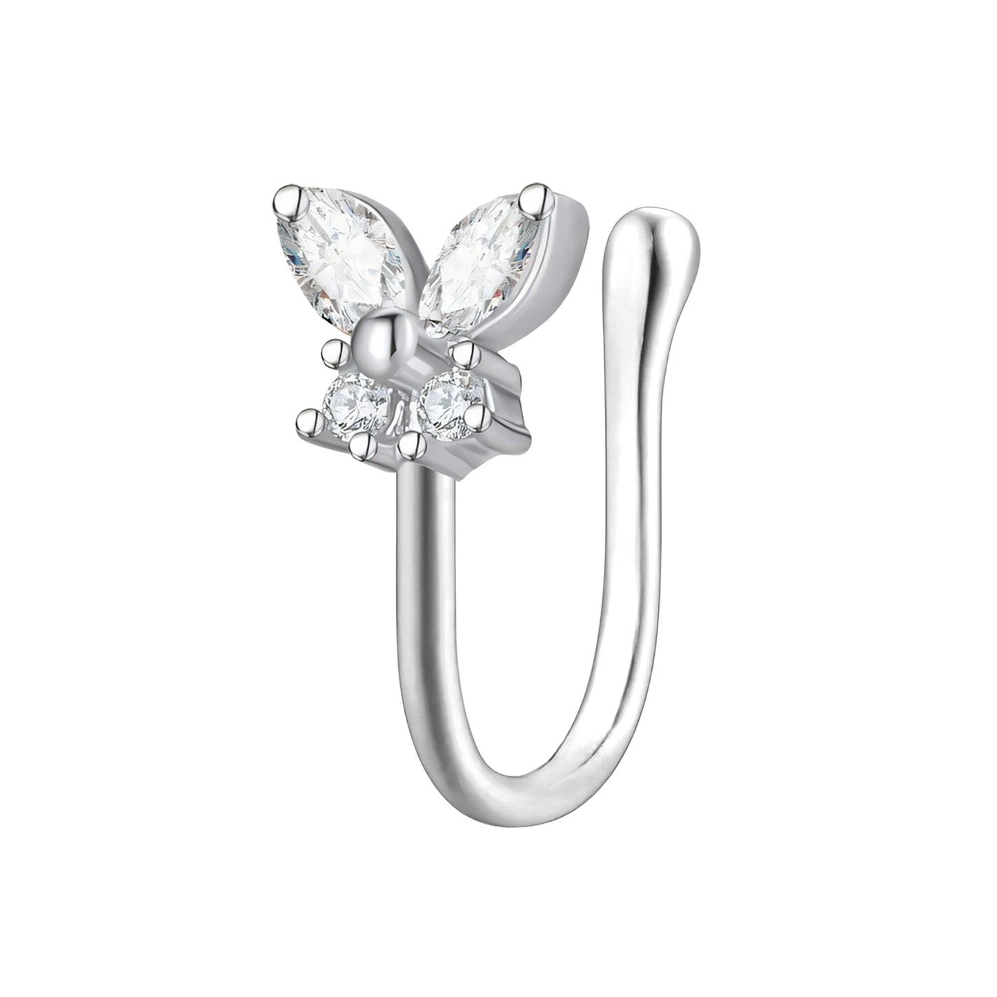 Silver Plated Nose Cuff with Butterfly