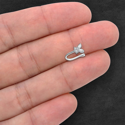 Silver Plated Nose Cuff with Butterfly