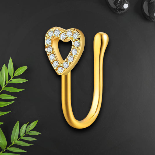 Gold Plated Nose Cuff with Heart