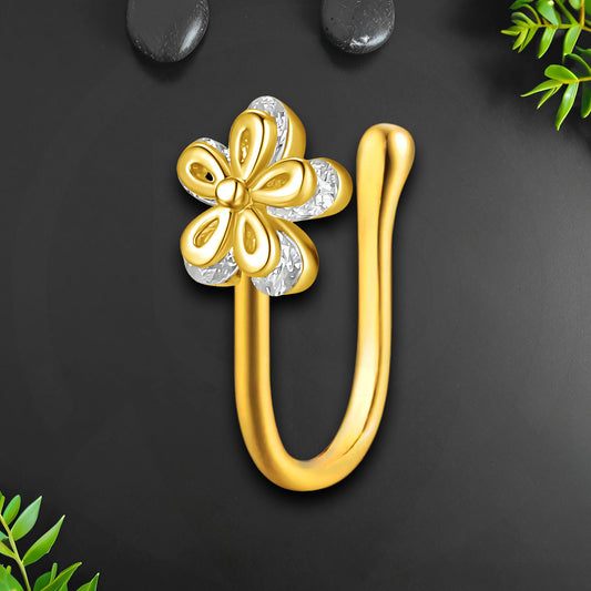 Gold Plated Nose Cuff with Flower