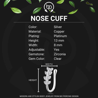 Silver Plated Nose Cuff with Leaves