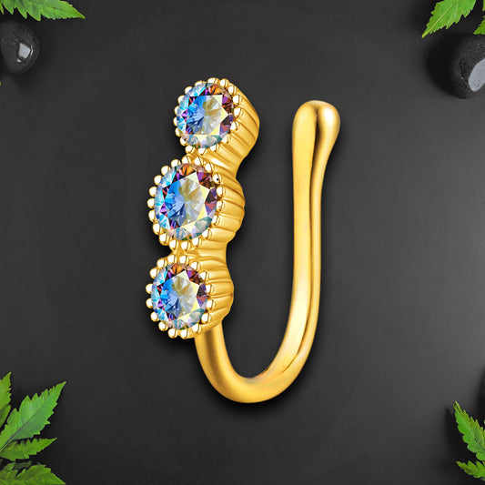 Gold Plated Nose Cuff with Three CZ
