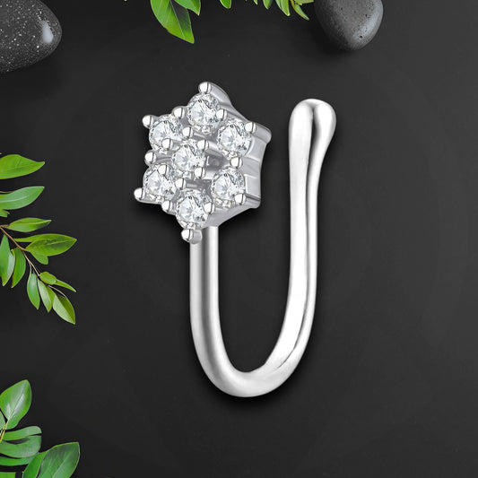 Silver Plated Nose Cuff with Flower