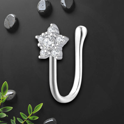 Silver Plated Nose Cuff with Flower